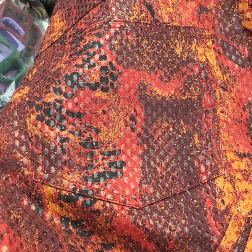 Faux Red/Burnt Orange  Snake Skin Plus Size Jeans - Picture 6 of 8